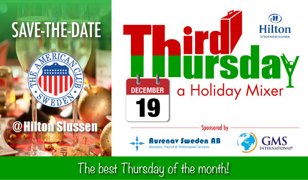 SAVE-THE-DATE Holiday 3T, Dec. 19 @ Hilton Slussen